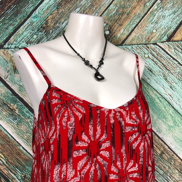 D8 - Sans Souci Red, Cream & Black Chiffon Cami - L - Picture 2 of 6